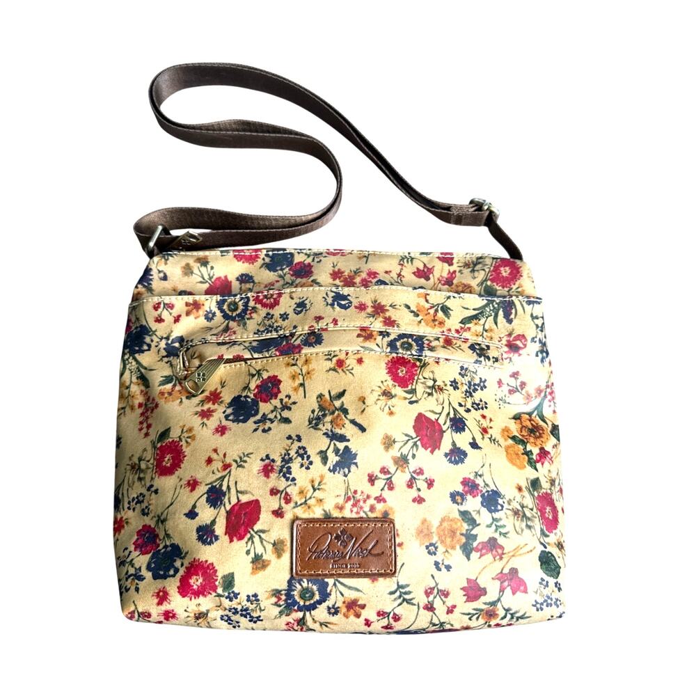 Patricia Nash Carmini Small Crossbody Bag in Prairie Rose Floral Leather